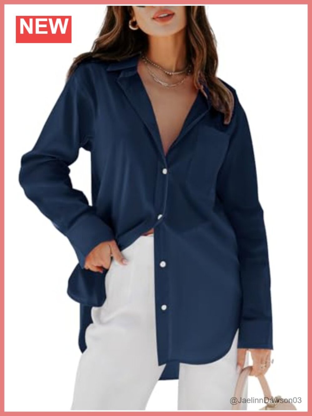 Oversized Button Down Shirt Womens Long Sleeve Collared Casual Blouse